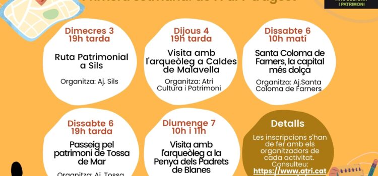 Agenda de visites culturals guiades: primera setmana d’agost